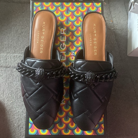 NIB Kurt Geiger London Soho Mule Drench Quilted Leather Flats 37 - Picture 2 of 7